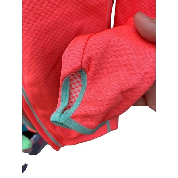 🍒 2/$20 🍒  Zip Up Jacket Orange & Mint Green Trim, Pockets & Thumb Loops sz M - Picture 2 of 5